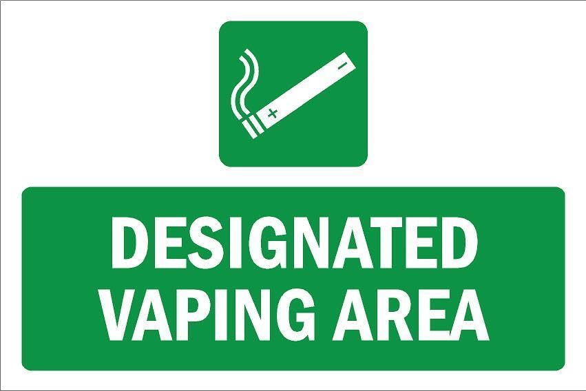 Designated vaping area sign - 1mm flexible Plastic sign (400mm x 300mm)