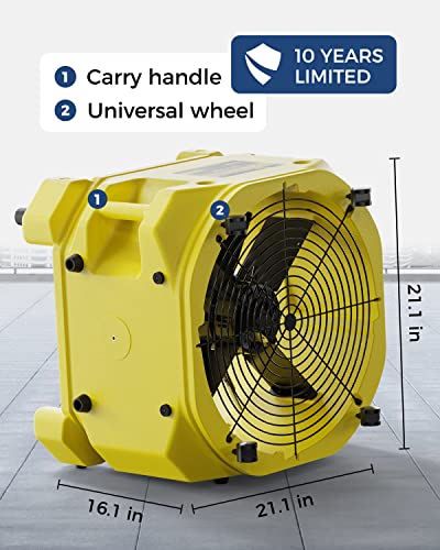 ALORAIR 4 Pack 3000 CFM Axial Air Mover Floor Dryer, Industrial High Velocity Carpet Dryer/Floor Fan/Blower, Stackable, Daisy Chain, for Water Damage Restoration, 10 Years Warranty, Zeus Extreme