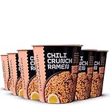 Snapdragon Chili Crunch Ramen Cup Noodles - 6 Pack Instant Ramen Bowl with Authentic Wheat Noodles, Soup Sauce Base, Vege Pack and Chili Crunch Oil. Microwave or Hot Water, Easy Meal Prep