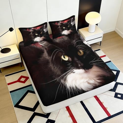 Drap-housse chat lavable machine résistant aux plis pour lit 90x200 cm - 6