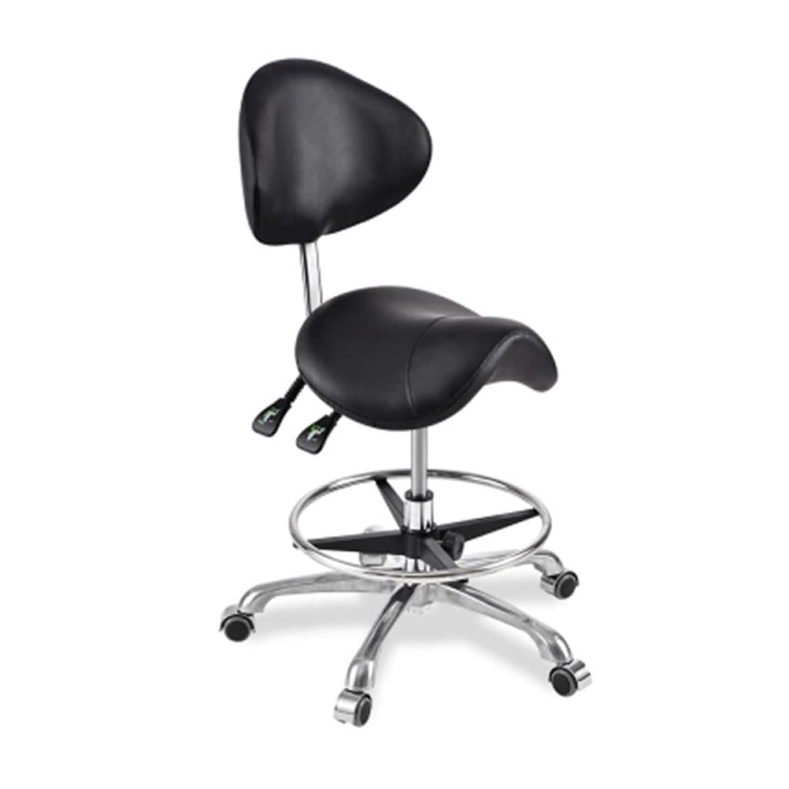 METTEOR Saddle Chair Stool Swivel Rolling Chair Hydraulic Adjustable Stool with Casters for Salon, Spa, Massage,Tattoo, Dental (Black One Size)