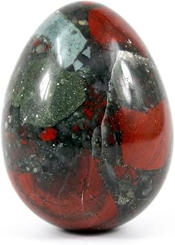 Natural Bloodstone Egg 2 Inch Hand Carved Healing Crystal Egg for Energy, Chakra Balancing, Reiki, Meditation & Home Decor Polished Gemstone Egg