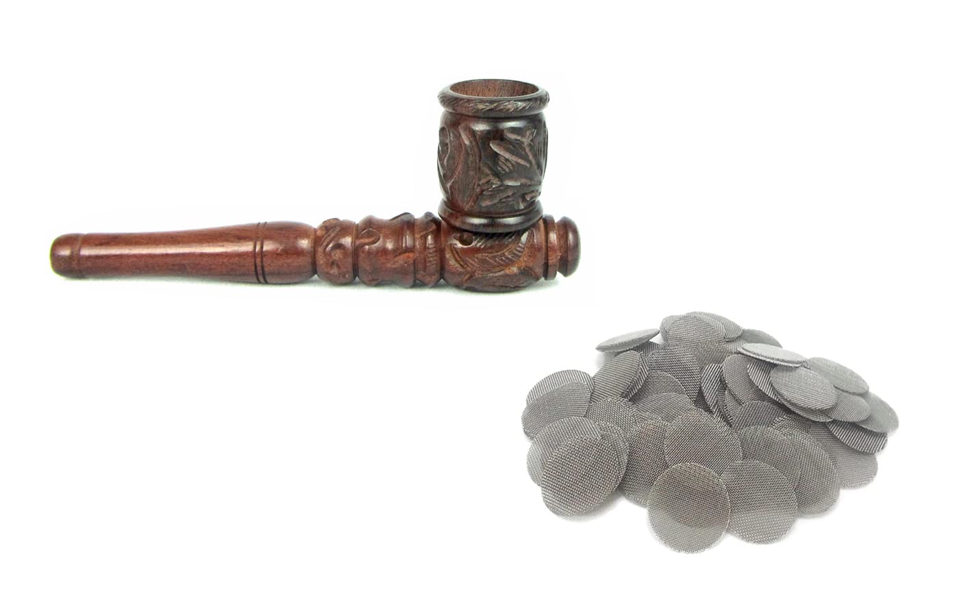 Fenny's Creations Wooden Tobacco Smoking Pipe Pocket Size 4" With Free Filter Screen (WD218)