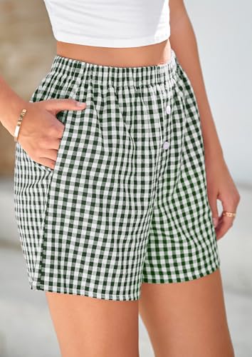 Image of PRETTYGARDEN Womens Summer Gingham Boxer Shorts