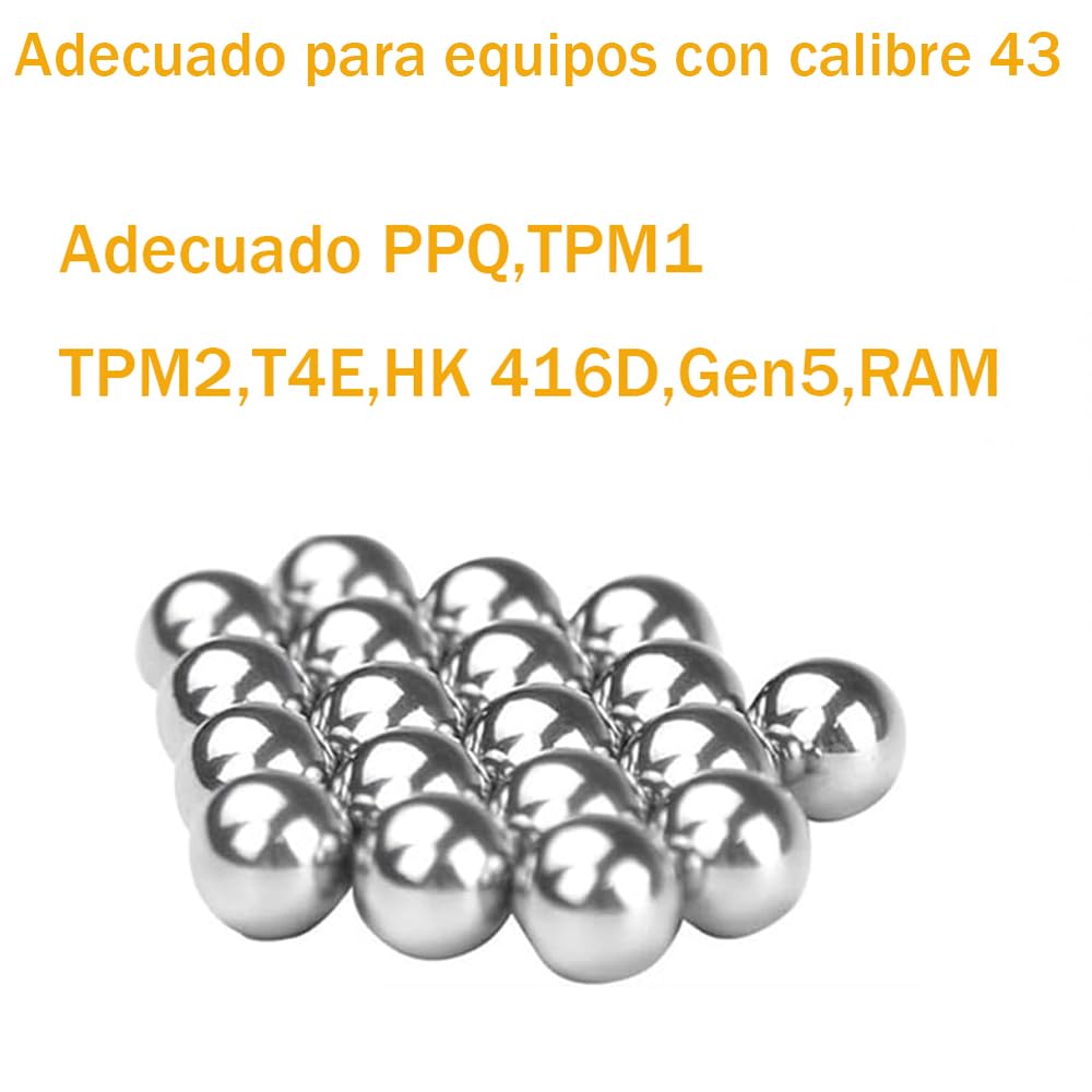 Juego de 100 balones de pintura de calibre 43, 0,43 calibre, 1,8 gramos, pelotas de autodefensa para Umarex PPQ, TPM1, TPM2, T4E, HK 416D, Gen5, RAM,