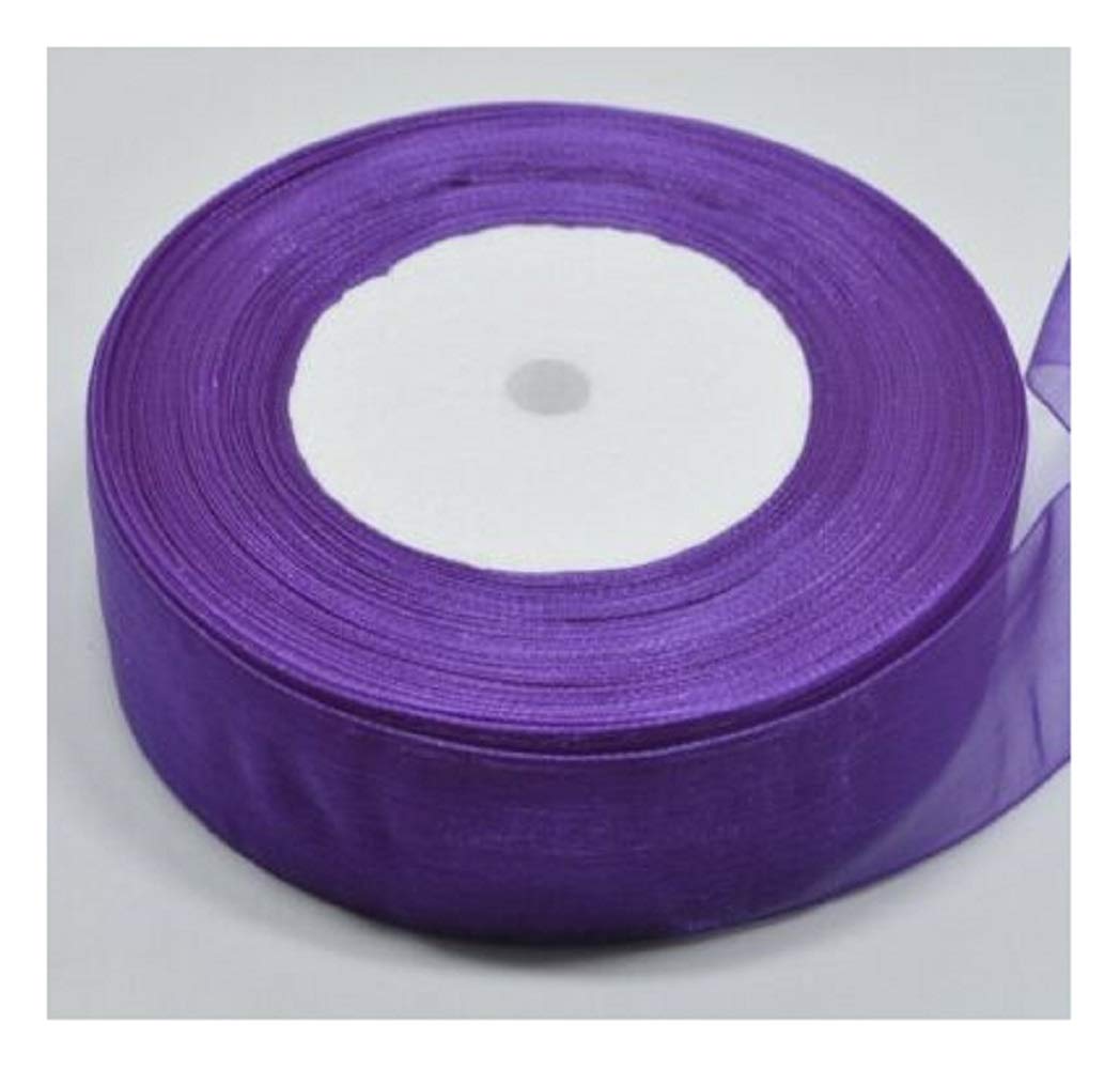 polybagstores 7mm x 50 Yards PURPLE - Woven Edge Organza Ribbon - 30 Colours to Choose From