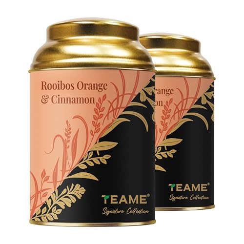 Image of TE-A-ME Rooibos Orange & Cinnamon Tin 50 Grams (Pack of 2) | Infusion Tea Tin | Rooibos Tea
