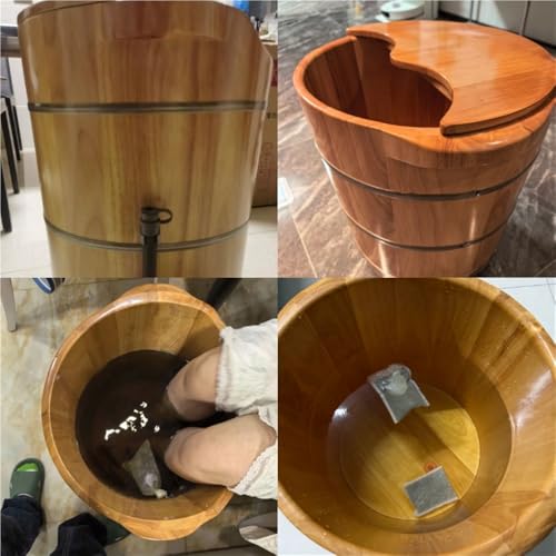 Cubeta para baño de pies de madera con tapa y masaje portátil miniatura 6
