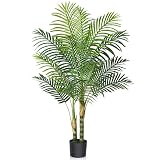 Kazeila Artificial Golden Cane Palm Tree, 4FT Fake Tropical Palm Plant, Pre Potted Faux Greenry Plan