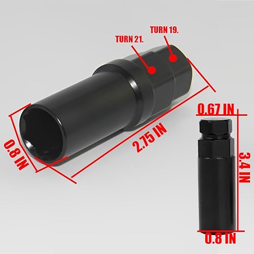 Miniatura 2 de BESULEN Enchufe de tuerca de llanta de 6+7 puntos, kit de herramientas de extracción de bloqueo de rueda de automóvil, 6 ranuras para 0.689 in de