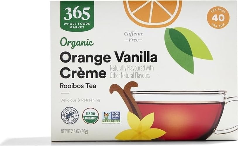 Image of 365 by Whole Foods Market, Organic Orange Vanilla Creme Rooibos Herbal Tea, Caffeine Free, 40 Count
