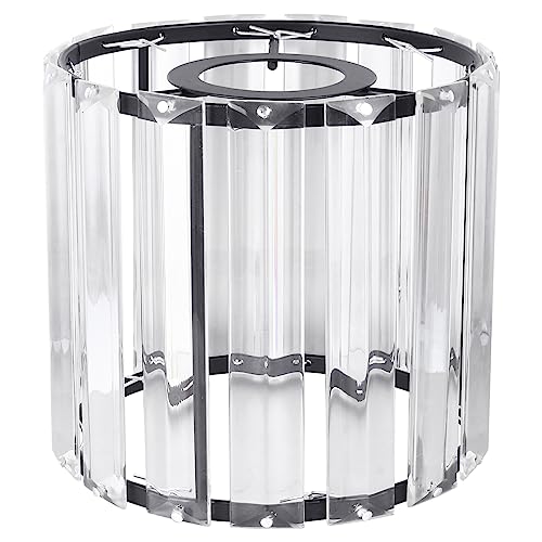 Veemoon Small Clear Crystal Barrel Lampshade, Modern Style Glass Cylinder Lampshade Hanging Ceiling Light Cover Accessories for Island Light Floor Table Lamp, 4.7" H (Middle Hole 3CM)