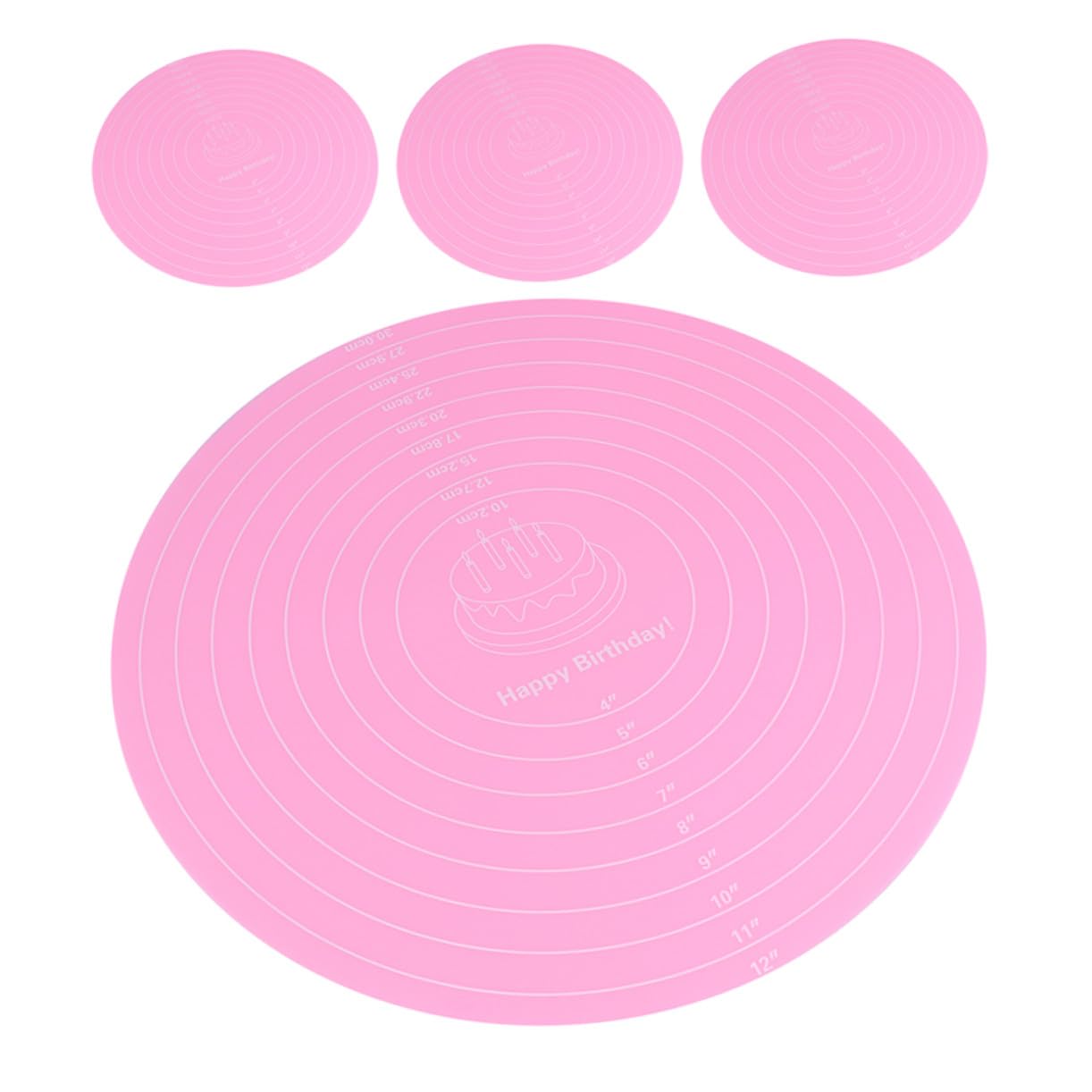 ABOOFAN 20 Pièces tapis de cuisson tapis de gâteau rond en silicone antiadhésif Mat à cuisson avec des mesures Gel de silice rose