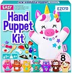 EZCRA Unicorn Kit de fabrication de marionnettes à la main pour enfants - 8 DIY Projets Filles garçons DIY Craft pour les filles et les garçons. 8 licorne prétendent des projets de jeu. Ages 5-8. Cadeau d'anniversaire. Inclut des autocollants.