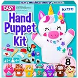 EZCRA Unicorn Hand Puppet Making Kit for Kids Ages 5-10 - Make Your Own Puppets - 8 DIY Craft Projects with Stickers - Educational Gift for Girls & Boys
