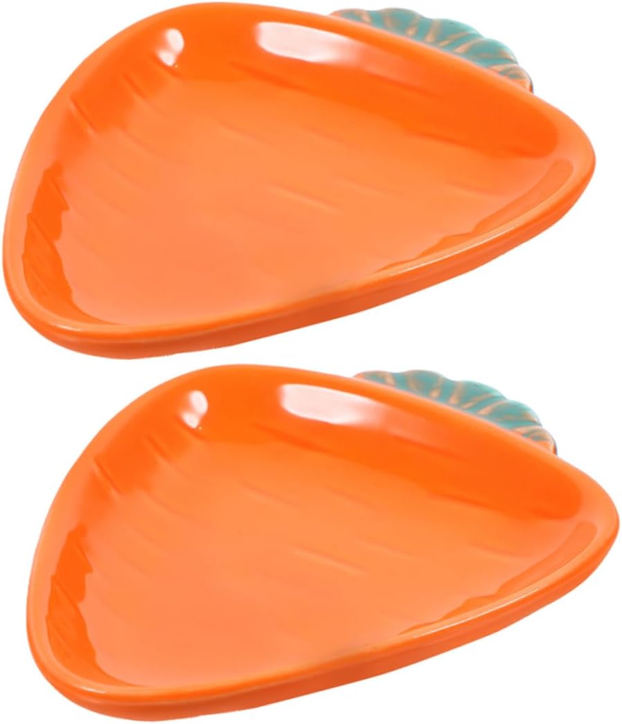 2pcs Ceramic Carrot Shaped Snack Dishes for Dipping Sauces Appetizers and Small Side Dishes Charming Decorative Plates for Family Gatherings and Parties