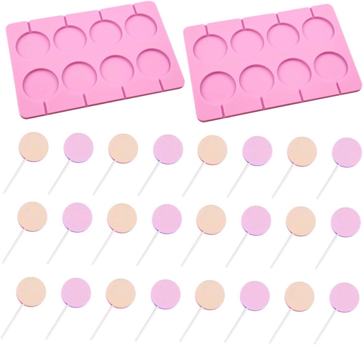 2 Sets round Silicone Lollipop Mold with 20 Sticks Each, Food Grade Candy Chocolate Baking Mold for Home Candy Making and Party Treats