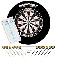 WIN.MAX Dartscheibe Kork Dartscheibe mit Pfeilen Offizielles Steeldartscheibe Dartscheibe Set 12 Dartpfeile Metallspitze,24 Flights (Dartscheibe mit Schutzring)