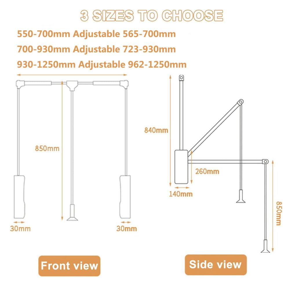 LDIW Appendiabito Saliscendi per Armadio 550-1250mm Saliscendi per Armadio Regolabile Ripristino Automatico del Buffer, Appendiabiti Saliscendi Armadio,Argento,930x1250mm