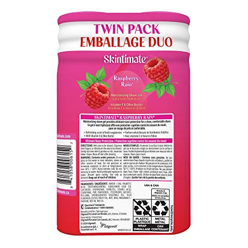 Skintimate PX-564 Signature Scents Moisturizing Shave Gel for Women, Raspberry Rain Scent with Vitamin E and Olive Butter - 7 Ounce , 2 Count (Pack of 1)