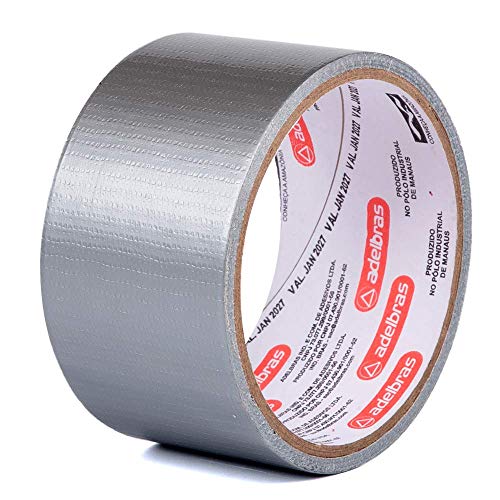 Adelbras Silver Tape Fita Adesiva Reforçada Multiuso de Tecido, Cinza, 48 mm x 5 m