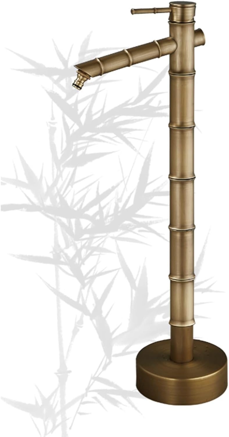 Outdoor Garden Water Column, All-Copper Antique Bamboo Antifreeze Faucet, Freestanding Floor Mounted Garden Water Faucet, Dispenser Hydrant Fountain Irrigation(Small)