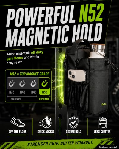 Image of Magnetic Gym Water Bottle Holder With Strap For Men And Women Universal Fit Multiple Pockets Sling Bag Secure Lockable Zippers Easy Access Phone Holder Water Resistant Perfect For workout, Black,