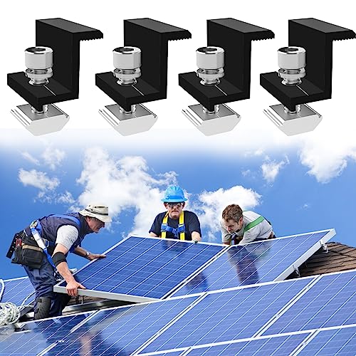 Teokantz 4 Stück Endklemme 30mm schwarz Abschlussklemme für Montage der Photovoltaik Solarpanel Solarmodul Halterung Endklemme Randklemme für PV Solar Module Befestigungen auf dem Dach