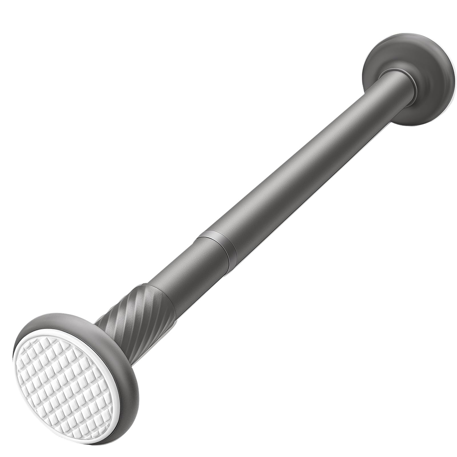 Verstellbare Duschvorhangstange, ohne Bohren, Teleskop-Design, 2,5 cm Durchmesser, rostfrei, einfache Installation für Badezimmer und Schrank, Grau (330–400 cm)