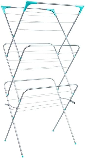 Highlands® 3 Tier Indoor Airer with Drying Space, Metal, Silver, 15 m, Clothes Airer, Indoor and Outdoor Laundry Horse Drying Rack