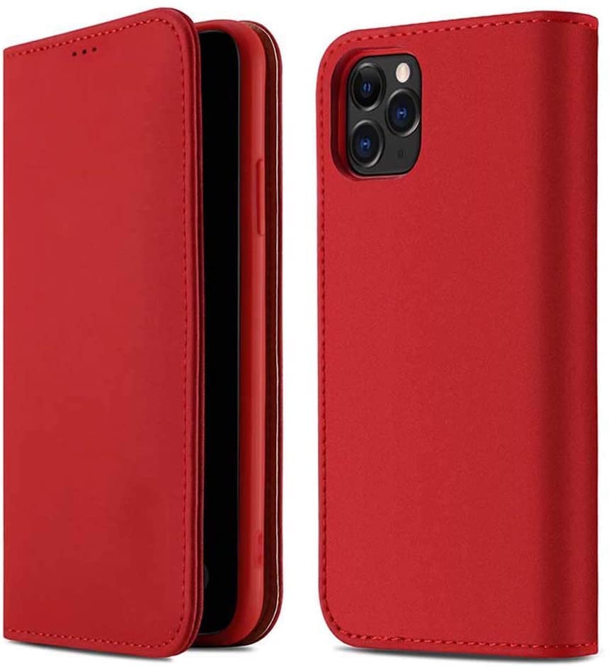 Étui portefeuille iPhone 11 Pro Max cuir rouge antichoc