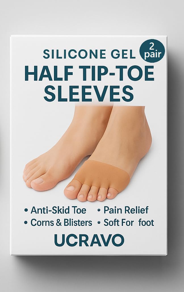 UCRAVO 2 Pair Silicone Gel Half Toe Sleeves for Pain & Blister Prevention Toenail Protector Pads with Ventilation Holes for Ballet, Running & Daily Use Silicone Forefoot Pads for Pain Relief & Call-image-41