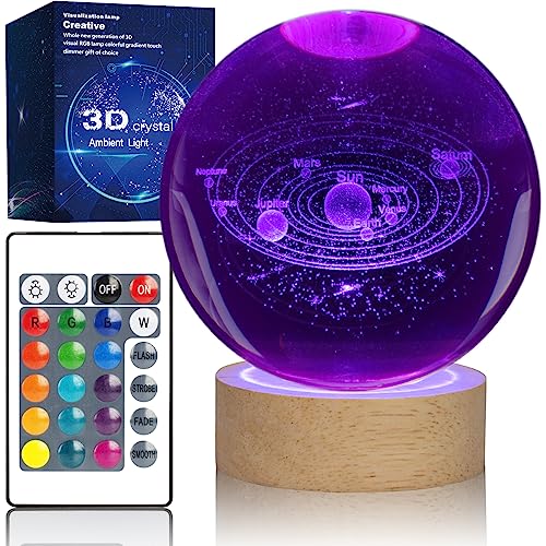 WMBDL Large 3D Solar System Crystal Ball Light, 16 Colors 4