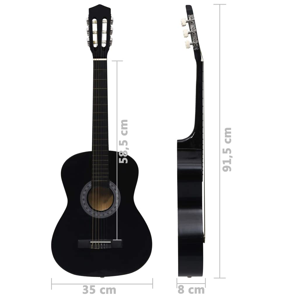 Klassische Gitarre für Anfänger und Kinder und Amateure 3/4 36" Kleine Gitarre für Kinder Gitarre Holz Kinder Gitarre Anfänger Klassische Gitarre Schwarz 35x8x91,5 cm
