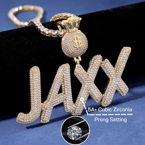 Lulu Mel Iced Out Custom Chain Initial Name Necklace, Hip Hop Jewelry 14k Gold Silver Handmade nameplate with 4mm Tennis Chain, Personalized Stainless Steel Cuban Link necklace For Man and Woman3