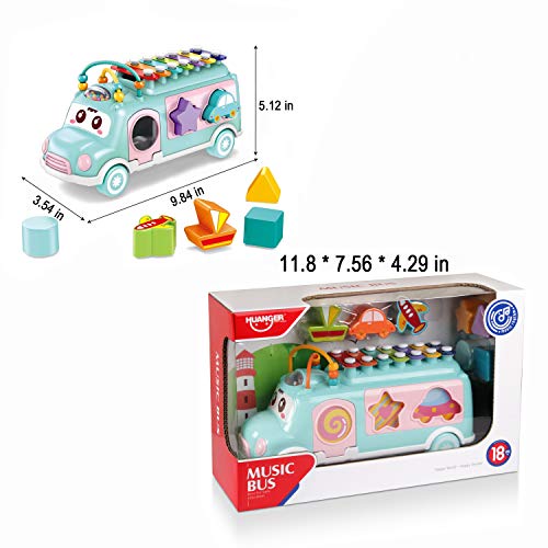 aPerefectLife School Bus Toy | Push & Pull Toy Xylophone with Safe Mallets | Learning Educational Toys for Baby & Toddler | Blocks for Boys and Girls (Blue) - Thumbnail 5