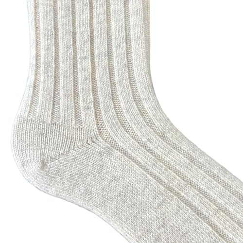 Image of 92% Merino Wool Socks Natural Crew Thick Home Travel Cozy Super- Soft Sock Made in Mongolia