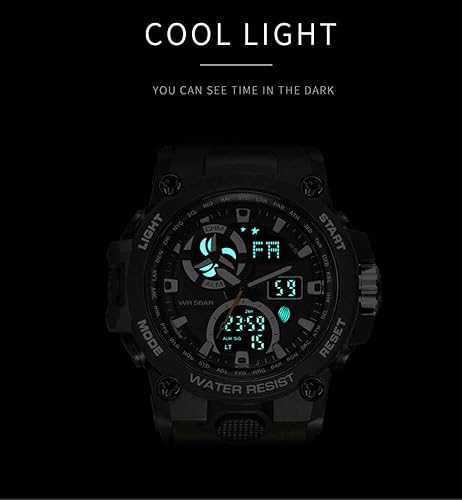 Miniatura 4 de Reloj analógico de cuarzo para hombre con doble pantalla y alarma digital con iluminación LED