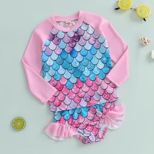 Kids Little Girl Swimsuits Swimwear Summer Mermaid Camisole+Elastic Ruffles Shorts+Cover up Set Bathing Suits3