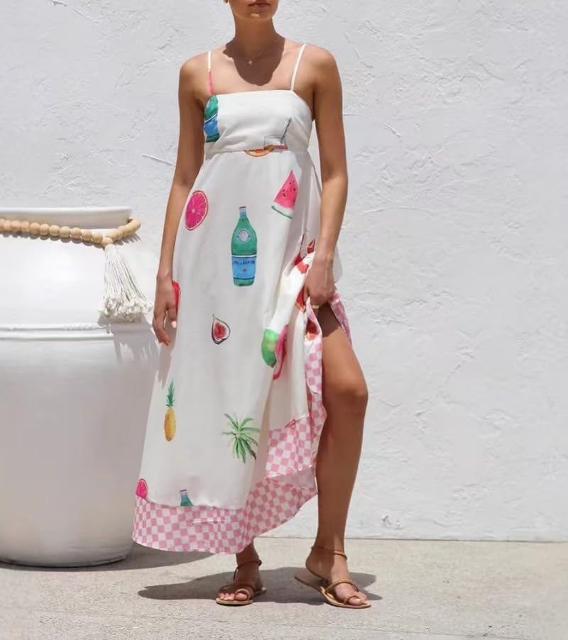 Women's Dresses Casual，Women's Dresses Summer，Summer High Waisted Printed Suspender Casual Fashion Dress3