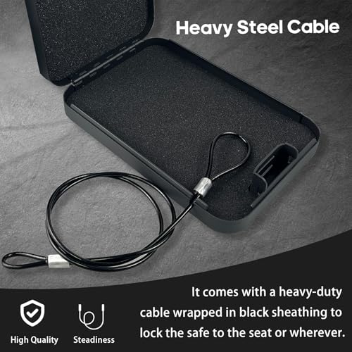 Pistol Safe, Portable Travel Gun Safe, Handgun Lock Box with Combination Lock for Home Desk Bedside Car, Black - Image 5