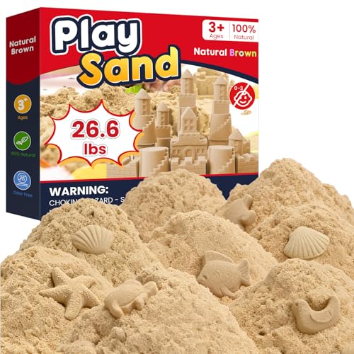 FURWEY 26.6lbs Play Sand Natural Brown Sensory Sand Suitable for Children to Shaping Squeezing and MoldingWithout Molds