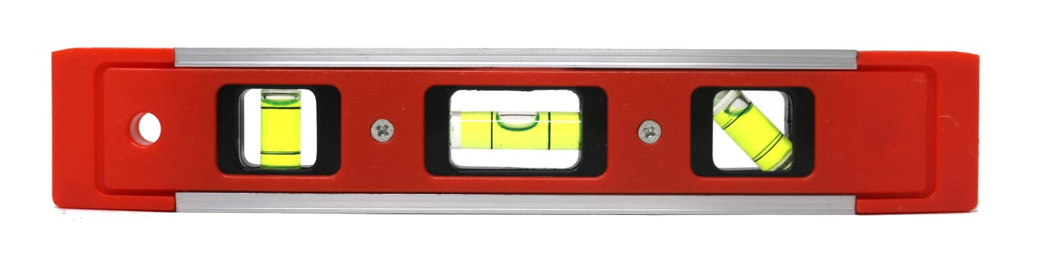 Fixte Orange Spirit Level, Small Spirit Level, Level Tool, Magnet Torpedo Level With 3 Bubble 45°,90°,180°, 230Mm (9Inch)