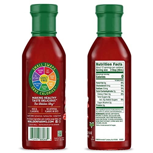 Walden Farms Strawberry Sugar Free Syrup For Pancakes, Waffles, French Toast, And Fresh Pastries, 0G Net Carbs, Calories, Fat, Or Gluten, Kosher Certified, 12 Oz Bottles, 2 Pack #TOP1