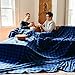 Big Blanket Co Original Stretch Blue Plaid | Extra Large Blanket | 100 Square Feet | Soft, Giant Blanket That Fits The Whole Family | The Biggest, Best Blanket of 2024