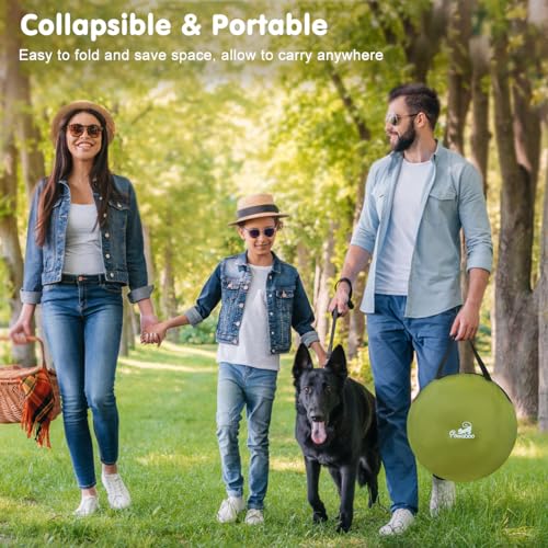 Pawaboo Tragbarer Haustierstall, Faltbarer Hundelaufstall mit Wasserdichtem Oxford, Katzengehege mit Reisetasche Faltbarem Napf, Indoor Outdoor Gebrauch für Welpe Katze Kaninchen, Grün M