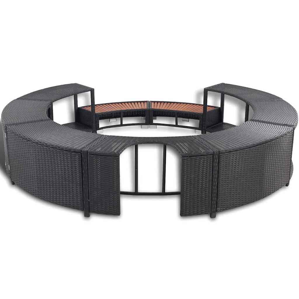 vidaXL Borde Soporte Redondo de Bañera Hidromasaje SPA Ratán Sintético Negro