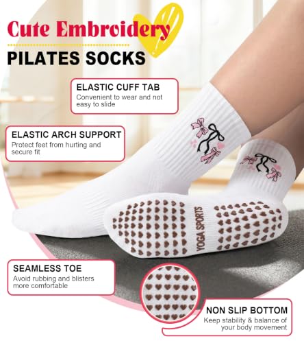 Image of yeuG Pilates Grip Socks for Women Yoga Slouch Socks with Grip for Barre Knee High Boot Socks Long Scrunch Slipper Socks