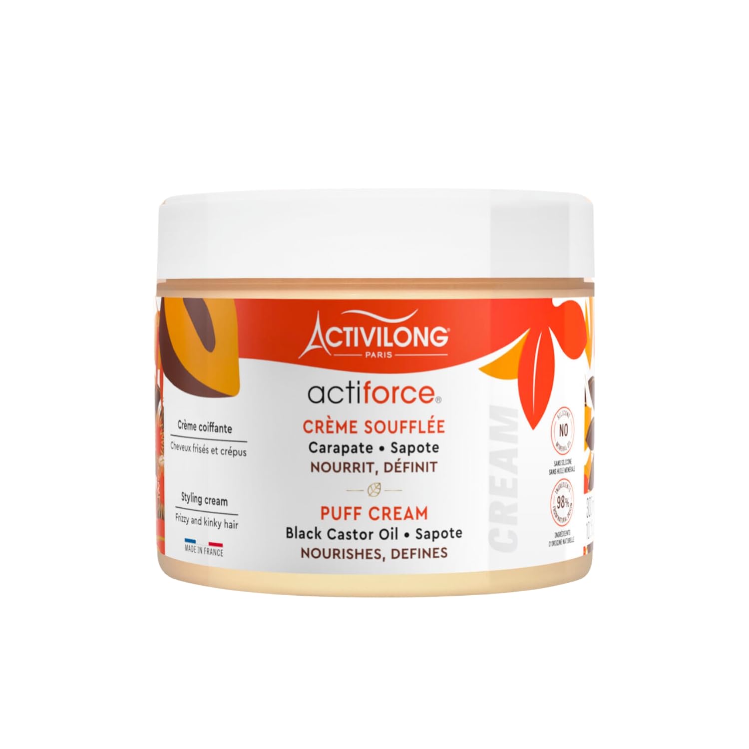 Actiforce Puff Cream – Blow-Dry Cream Infused with Black Castor Oil and Sapote – Rich Creamy Texture for Thicker Hair – Strength and Vitality for Your Hair – 300 ml.