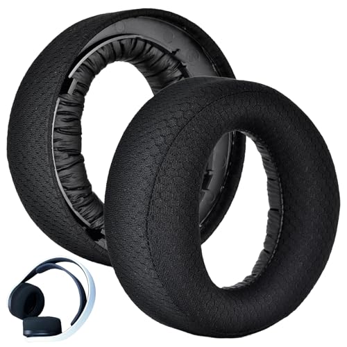 Almohadillas de Repuesto para PS5 Pulse 3D con Tejido Transpirable y Espuma, Cuero de Proteína Suave, Espuma Transpirable, Aislan el Ruido y Mejoran la Comodidad de Uso, Malla Negra